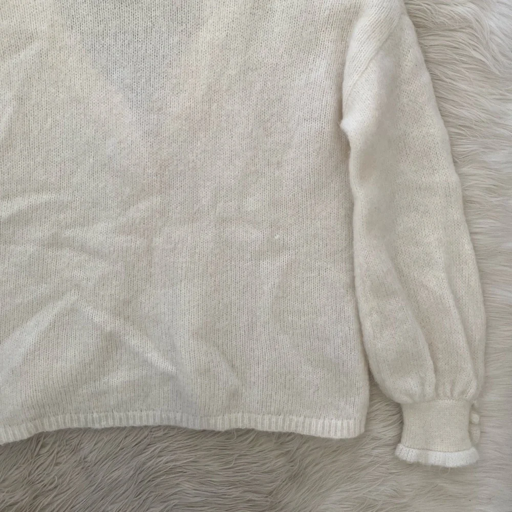 Sezane Mia Cardigan Kingdom Ecru Cream White Mohair Wool V-Neck Knit Sweater - Picture 11 of 14